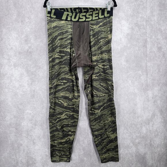 Russell Green Camo Compression Dri Power Scent Stop Leggings Pants Large L - Picture 1 of 8